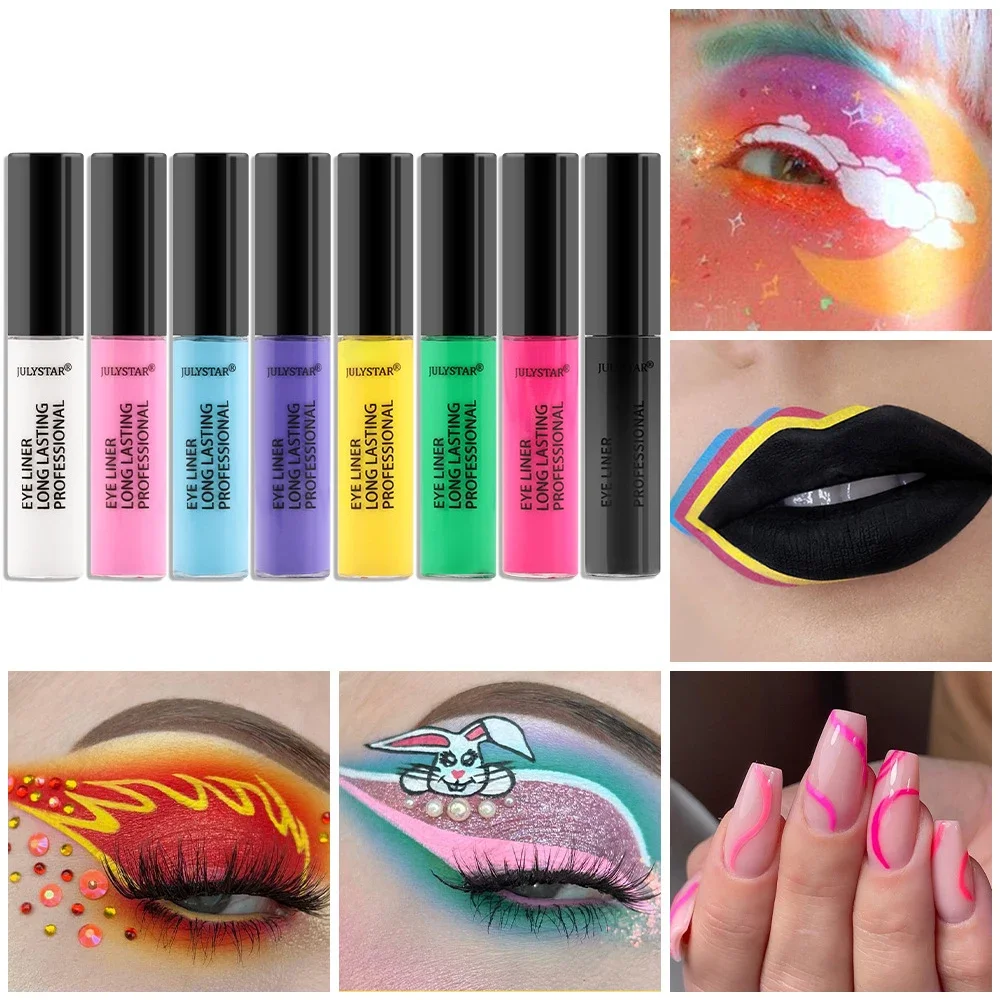 8 Color Eyeliner Liquid Pencil Waterproof Easy To Wear Make Up Matte Eye Liner Blue Pink Green White Black Purple Yellow Eyliner 3