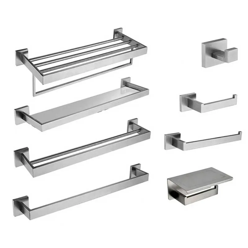 

Аксессуары для ванной комнаты из матовой нержавеющей стали, вешалка для полотенец, держатель для туалетной бумаги, крючок для халата, туалетный ершик, мыльница