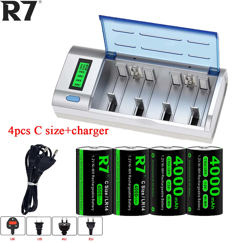 R7LR14CsizeBatteryNIMH12VRechargeableCBattery4000mAhLCD
