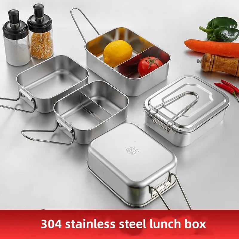 Stainless Steel Bento Lunch Box with Handle for Large Food Storage