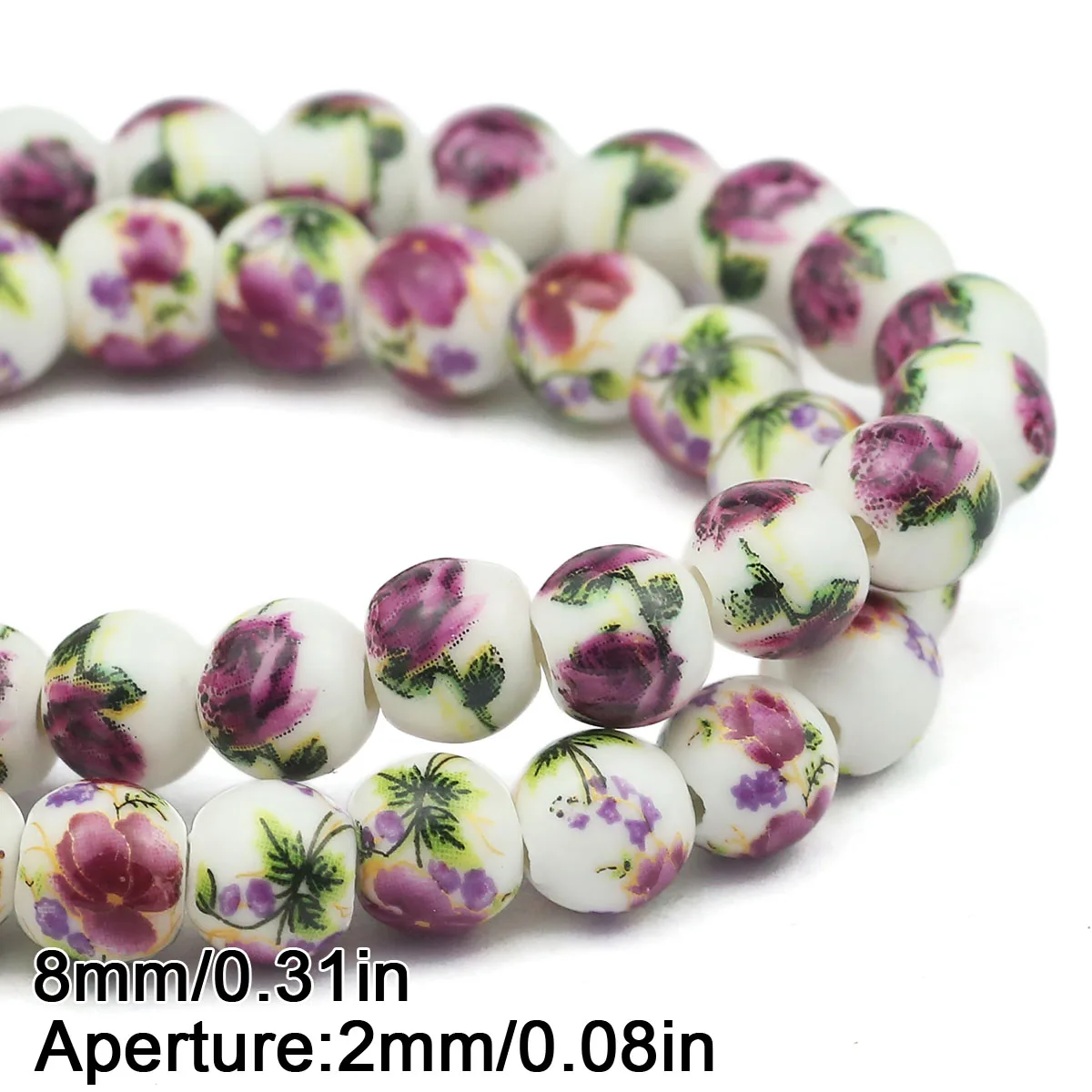 20pcs Multicolor Floral Oblate Ceramic Spacer Beads