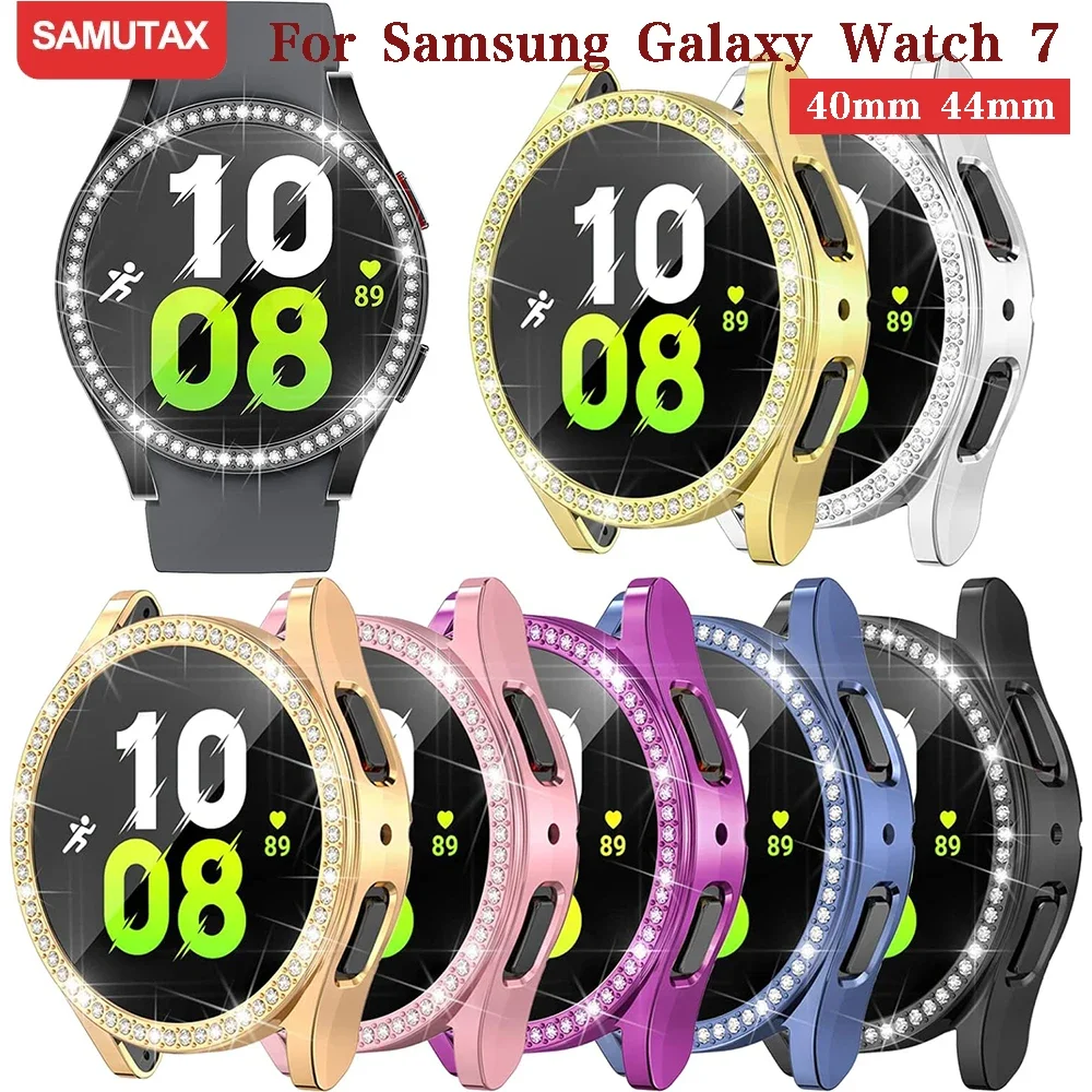 Diamond-Infused Tempered Glass Protective Watch Case with Screen Protector