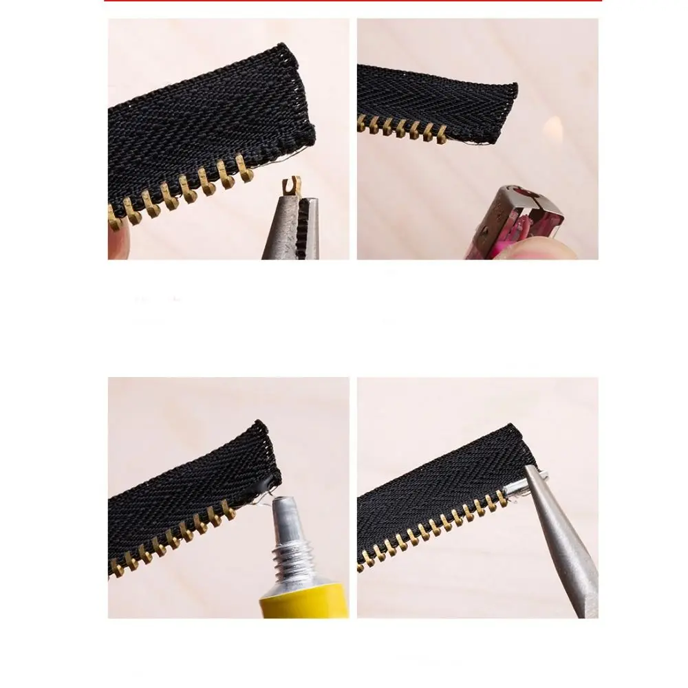 전문가용 금속 지퍼 슬라이더 리테이너 키트 클로형 범용 지퍼 스톱 수리 키트 지퍼 손잡이 지퍼 부품