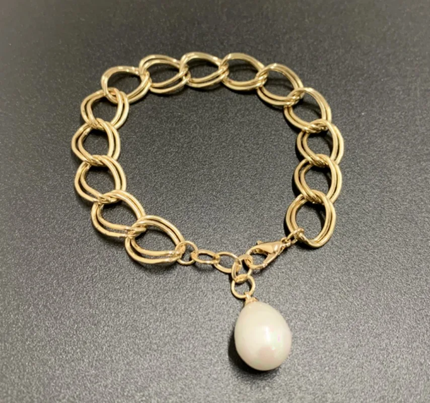 

only list for 10-13mm Charming natural south sea genuine white pearl bracelet charm bracelet 925 sterling silver