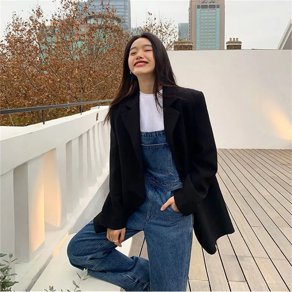 2024 Black Long Sleeve Suit Jacket For Women Fashion Korean Back Split Office Lady Blazer Coat Spring Autumn Suit Jacket Coat 5