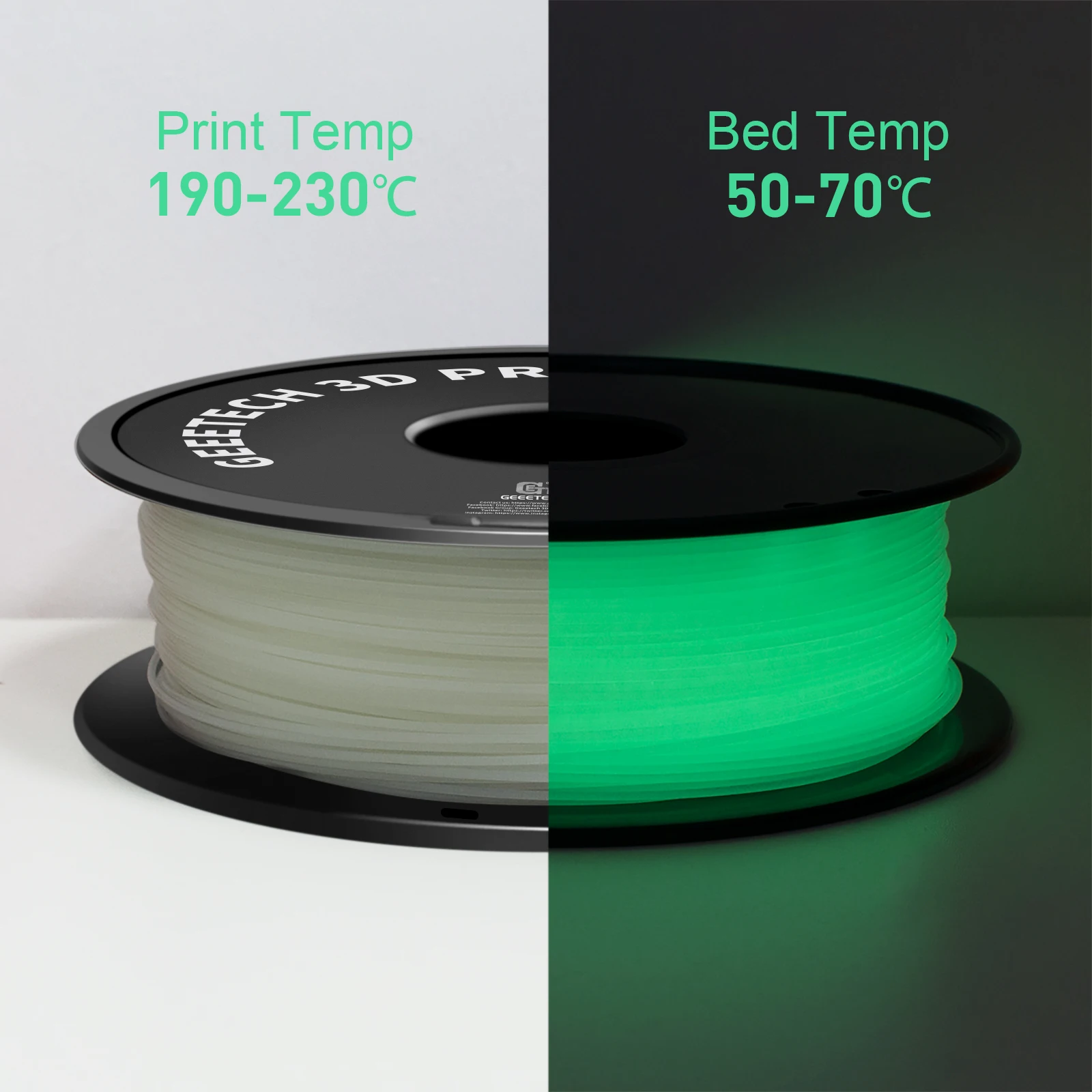 Geeetech Brilho Pla 1.75 mm 1kg Brilho no Escuro para Impressão 3d Luz Noturna Luminosa Cores 3d Material da Impressora Armazém Ultramarino - Imagem 2