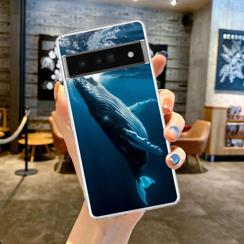 Ocean Whale Shark Swimming Transparent Phone Case - Soft Clear Cover