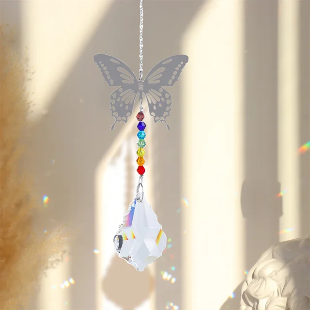 Crystal Sun Fogók Szivárvány Prizmák Üldöző Ablak Szél Hangjelző Lógó Élet Fa Medál Üreges Design Otthoni Kerti Dekoráció - Image 4