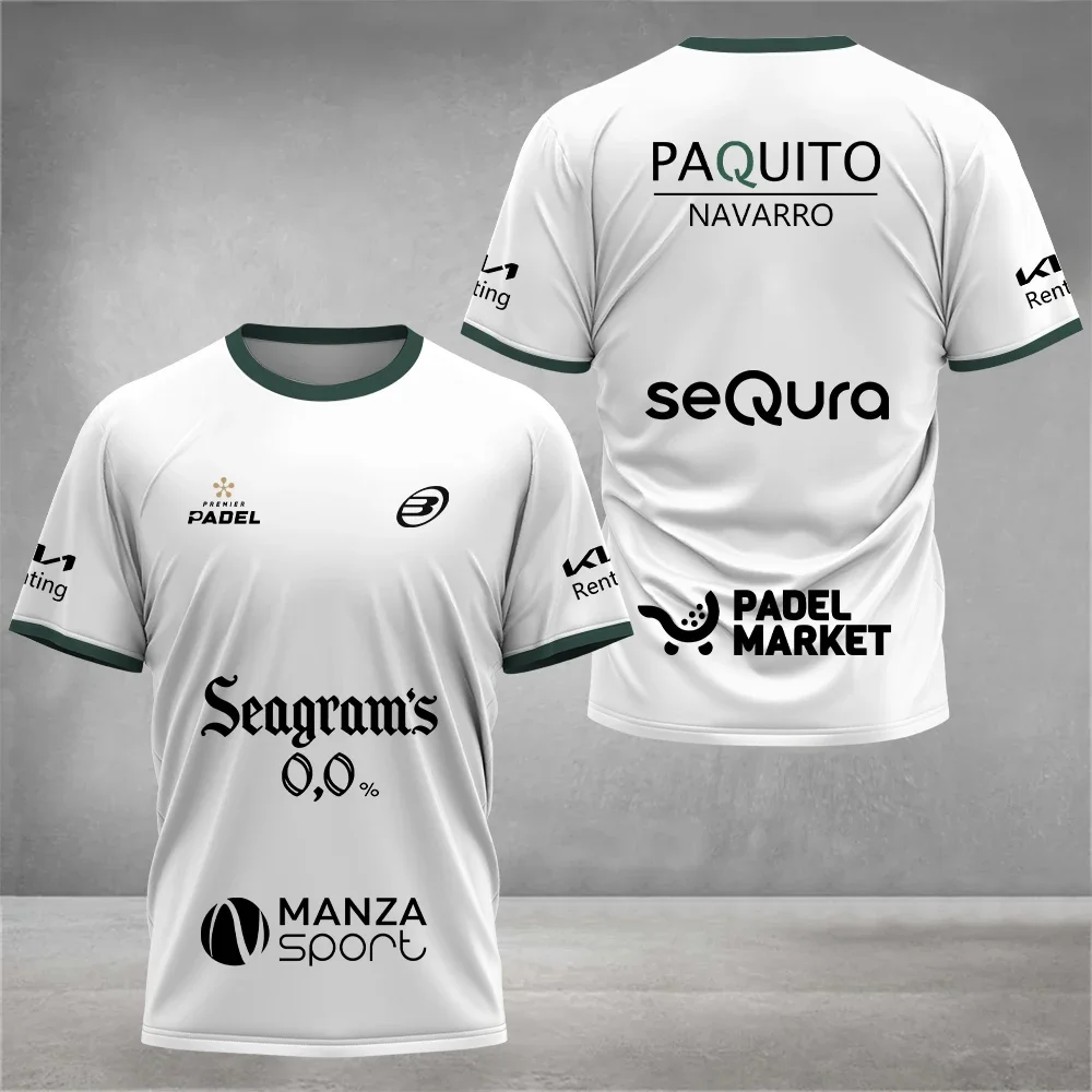 تي شيرت رجالي رائع امتصاص العرق كم قصير جديد الصيف الرياضة قصيرة الأكمام تنفس قصيرة الأكمام Padel الرجال تي شيرت كامل