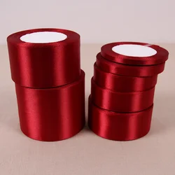 Wine Red Satin Ribbon - 25 Yards Roll for DIY Gift Wrapping & Crafts (Wine Red)