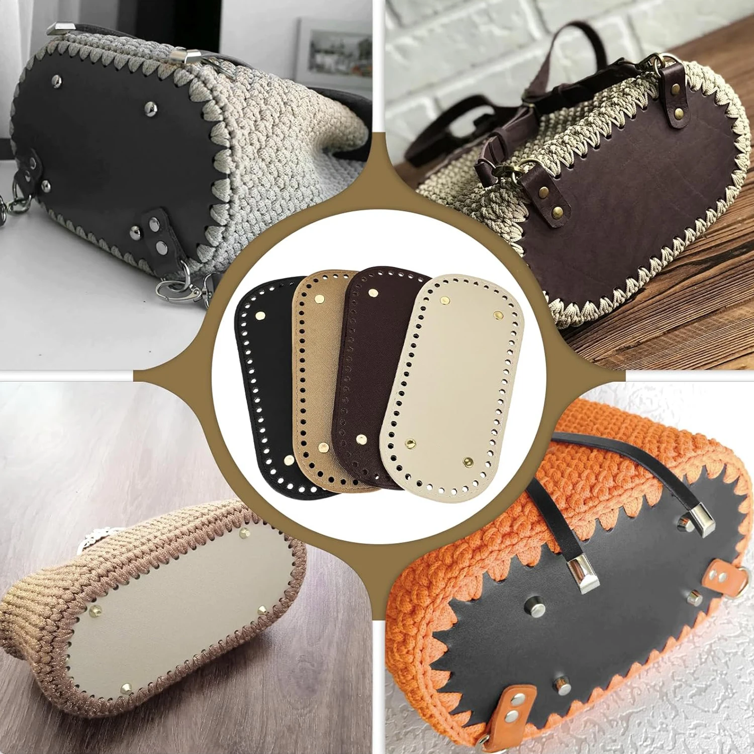 1개입 가방 바닥 패드, 크로셰 가죽 가방 바닥 패드, DIY 크로셰 가방, 숄더백, 핸드백 공예 제작용 바닥 쉐이퍼 패드