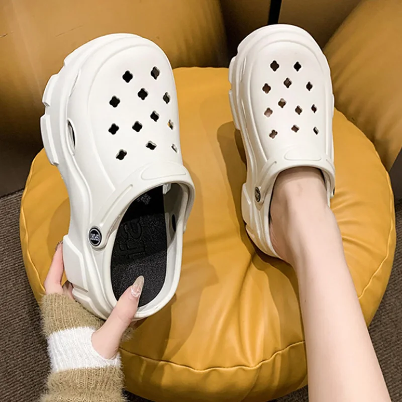 Summer Women Clogs Quick Dry Wedges Platform Garden Shoes Beach Sandals Home Slippers Thick Sole Increased Flip Flops women sandals wedge sandals garden shoes comfortable sandals imitation leather clogs