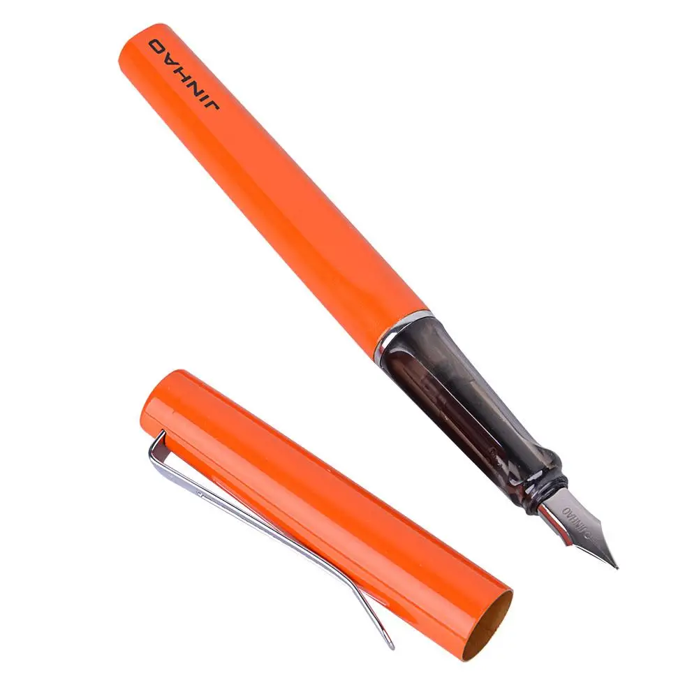 JinHao FP-599 오렌지 금속 만년필, 중간 펜촉, FP-599-3 합금 잉크 쓰기 펜, 비즈니스 사무용품, 학교 문구