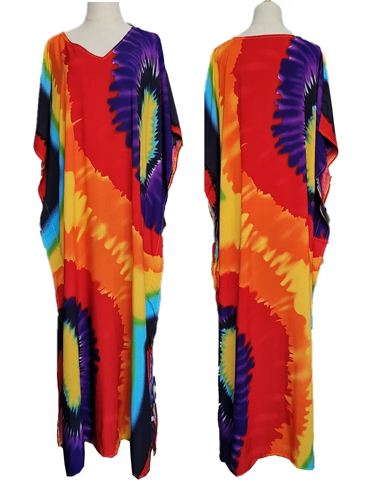 Cover-up Bohemian Dress Print Beach Style Kaftan Swimsuit Cover Maxi Dress Robe