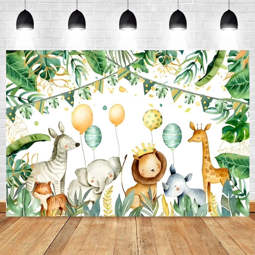 Tropical Jungle Safari Photography Backdrop for Baby Birthday and Family Photoshoots