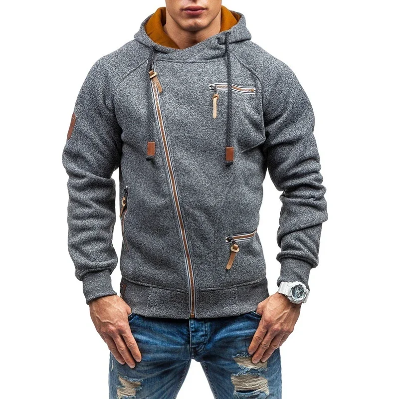 

Hip Hop Zipper Hooded Sweatshirt Men 2023 Spring And Autumn Casual Solid Color Hoodies Sweatshirts Male Streetswear Jackets