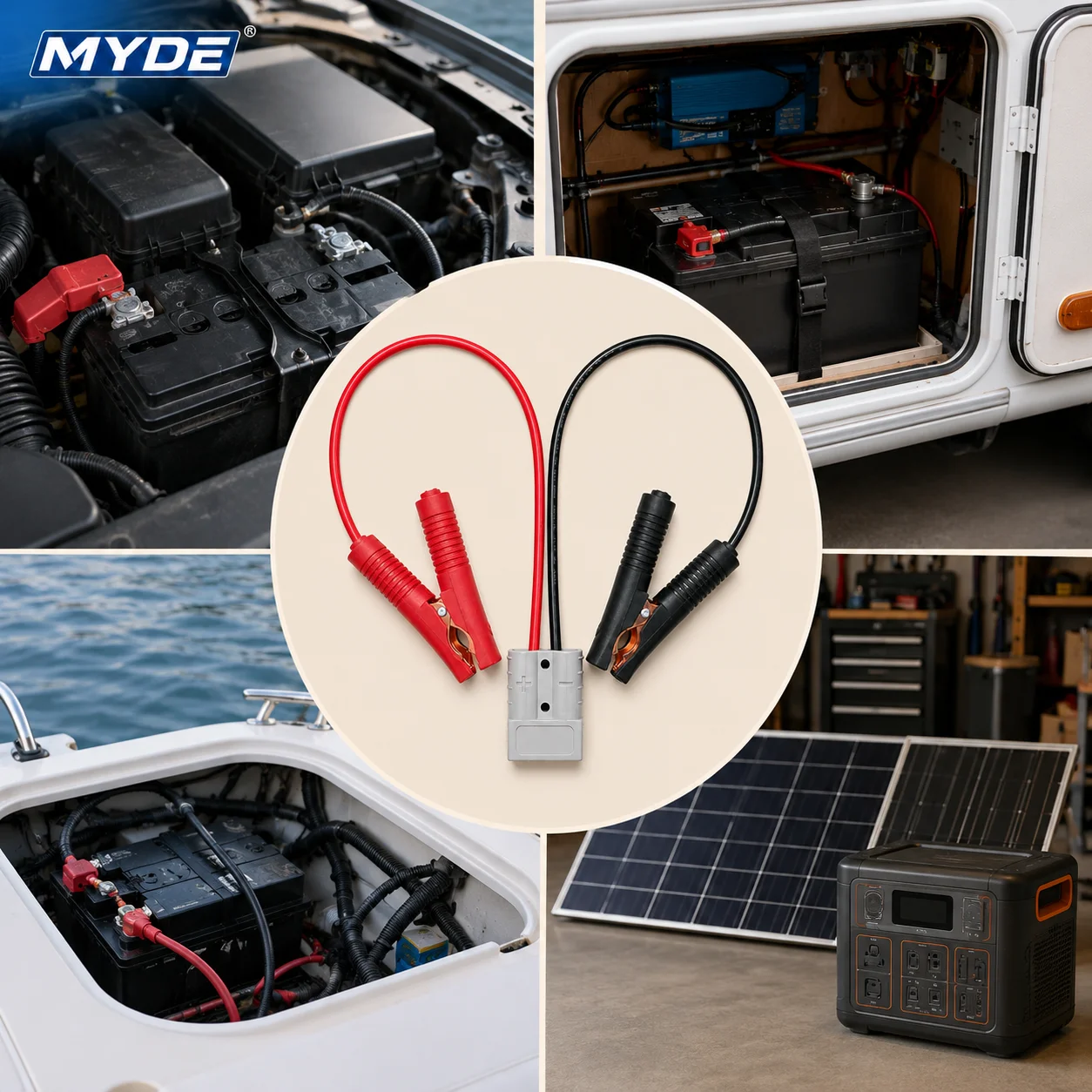Heavy-Duty Insulated Battery Alligator Clip Cable for Power Connections, 40cm