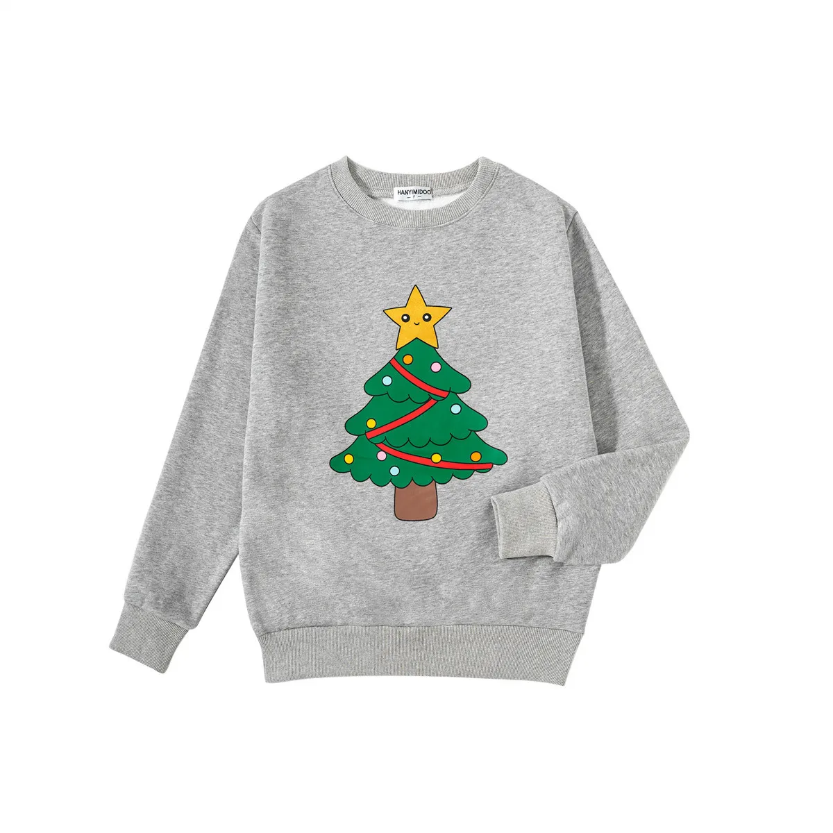 thumbnail image 1 of Suéter navideño para padres e hijos, sudadera de terciopelo con cuello redondo y árbol de Navidad, conjuntos familiares gruesos a juego para mamá y yo, 1 of 5