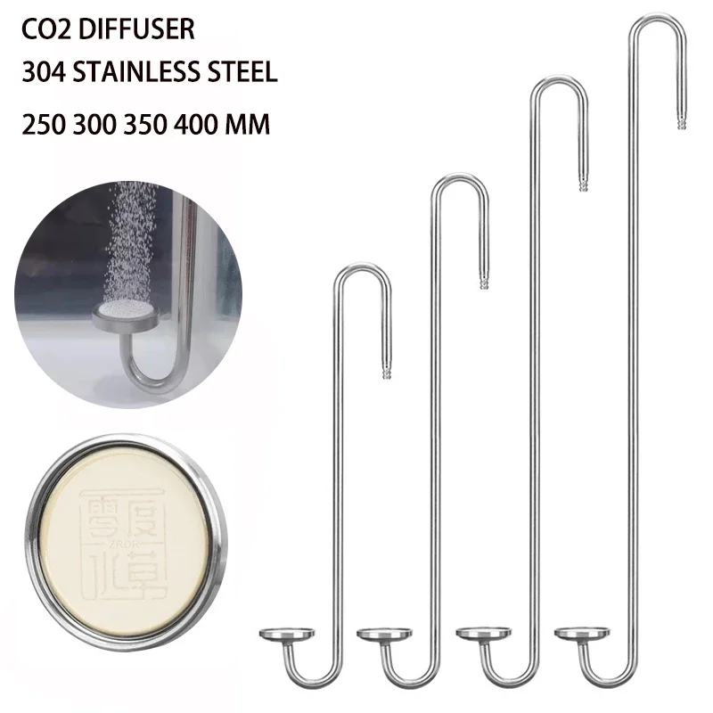 수족관 CO2 디퓨저 스테인레스 스틸 소재 분무기 세라믹 디스크 수생 식물 성장을위한 CO2 디퓨저 액세서리