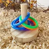Wooden Interactive Parrot Ring Toy Educational Exercise Stimulating Fun Playtime for Parrot Parakeet Bird Toys Random Color 3