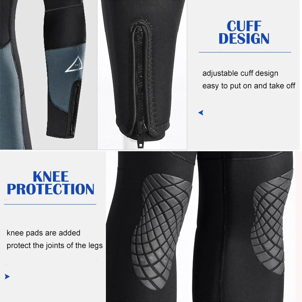 Men's Thickened 5MM Wetsuit Neoprene Full Length Front Zipper Wetsuit Couple Swimming Surf Sunscreen Warm Wetsuit