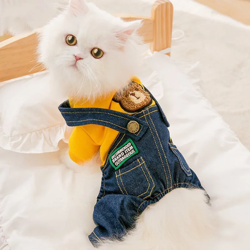 

Cute Pet Four-legged Kitten Muppet Short Blue Cat Kitten Clothes To Prevent Hair Loss Puppy Clothes Kawaii Clothes