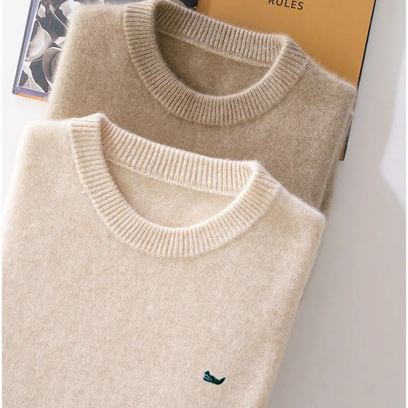 Cashmere Sweater O-neck Pullovers Men's Loose Oversized M-5XL Knitted Bottom Shirt Autumn Winter New Korean Casual Warm Top 5