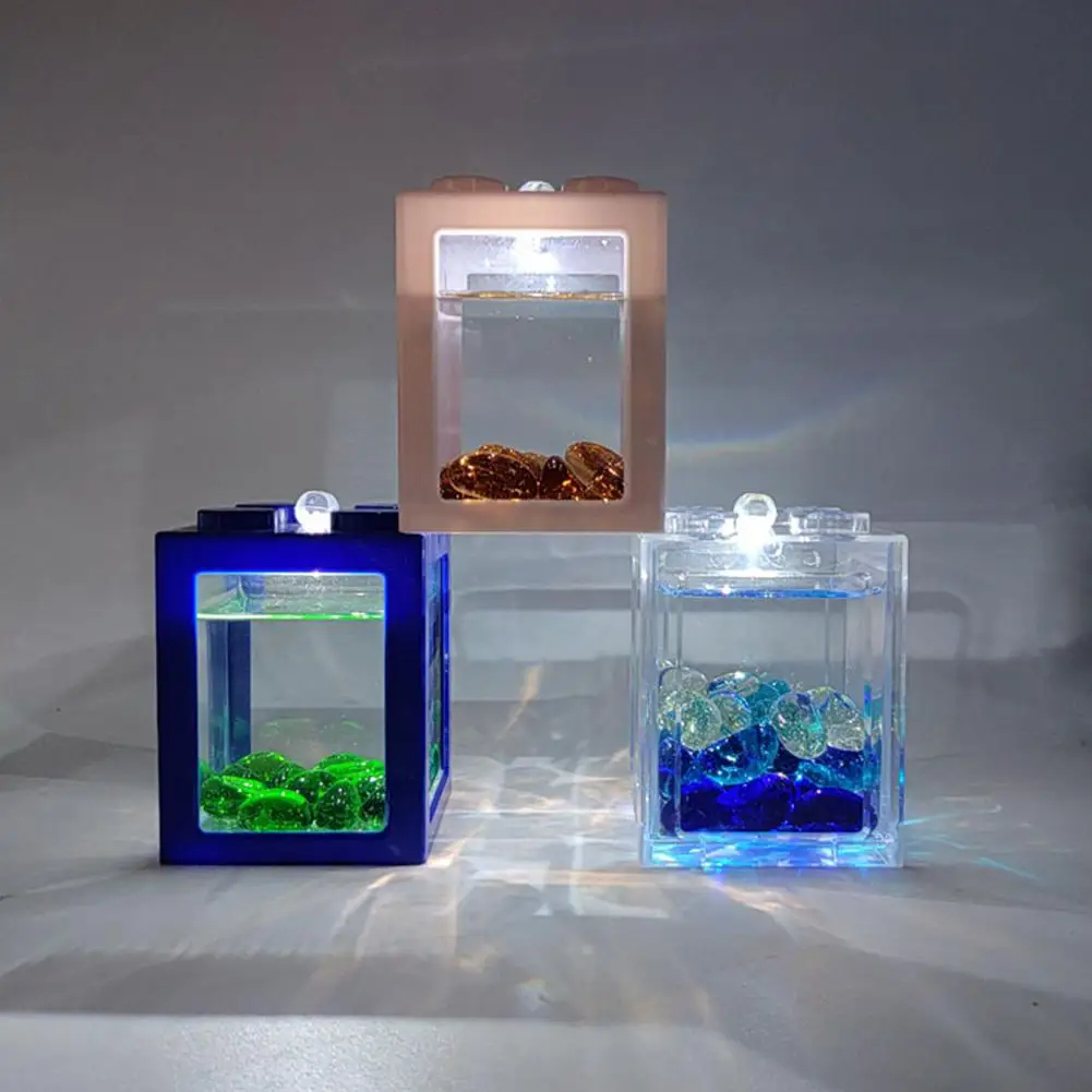 

Acrylic Fish Bowl Night Light Bedroom Room Decor Ornaments Desktop Ecology Box Decoration Personalized Gift Toys For Children