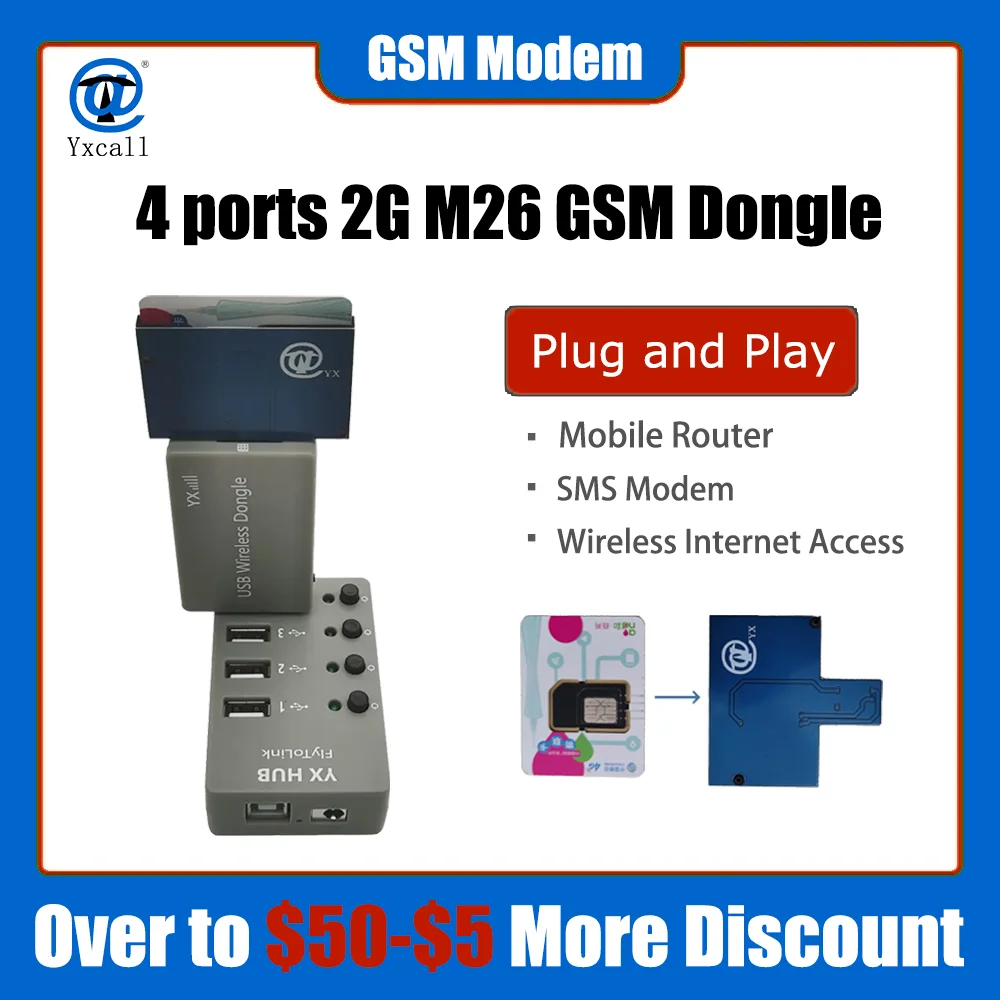 

GSM-модем M26 с 4 портами, устройство для отправки SMS, STK, Gprs, SIM, IMEI, обмен GSM-шлюзом, модем