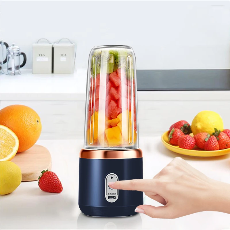 Small Electric Juicer 6 Blades Portable Fruit Juice Cup Automatic Smoothie  Blend