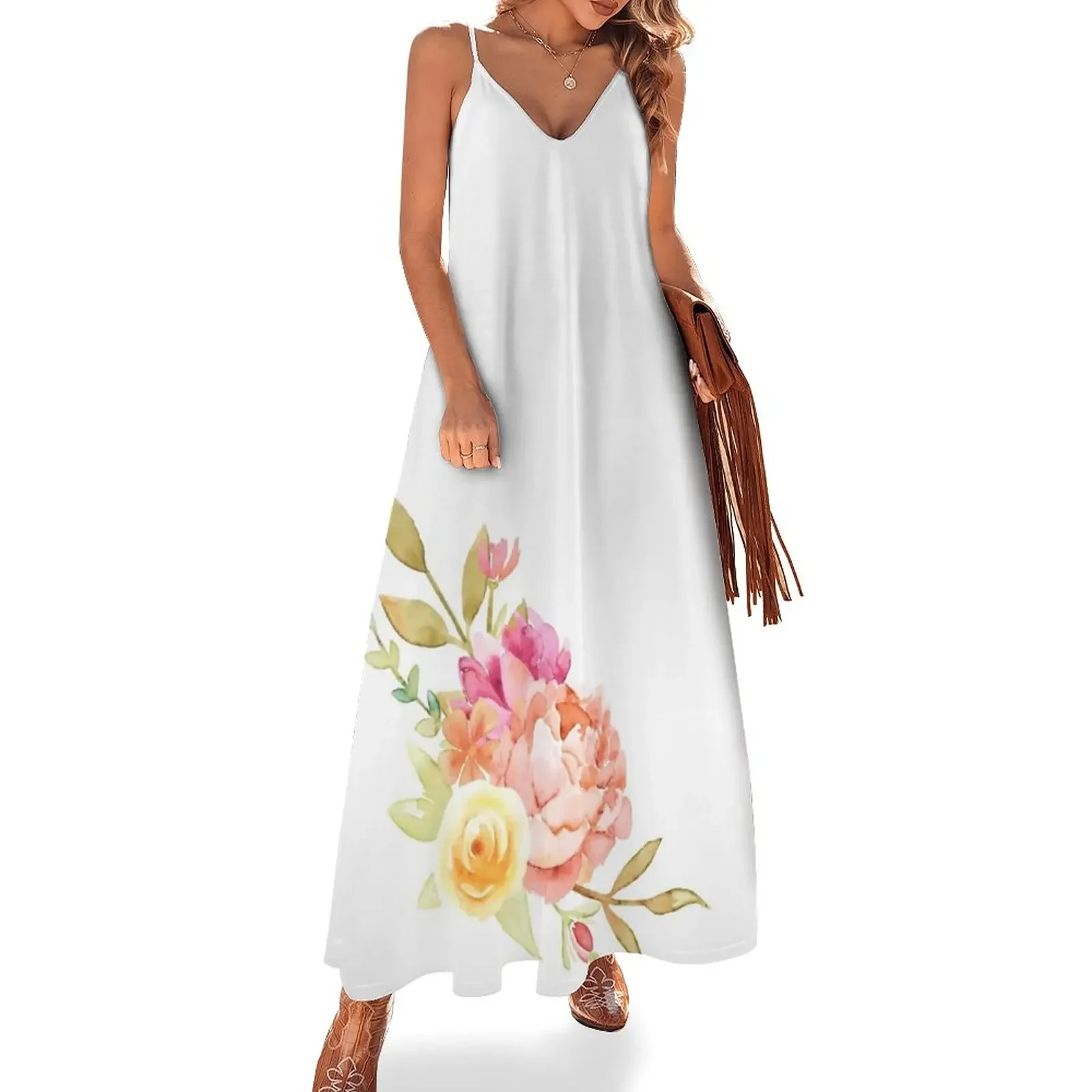 

Женское платье без рукавов, с цветочным принтом, в Корейском стиле