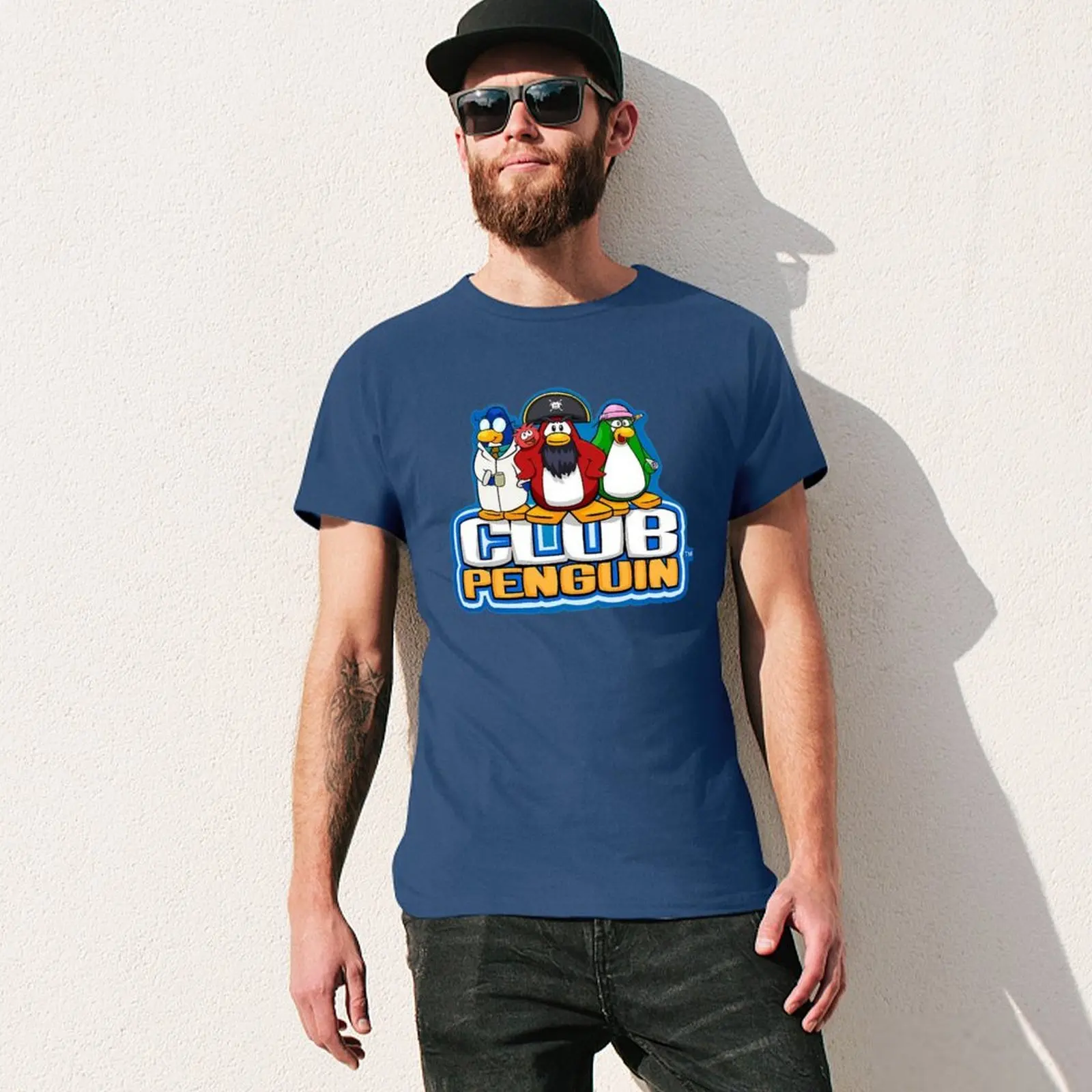 Club Penguin Logo with Characters T-Shirt summer tops plain