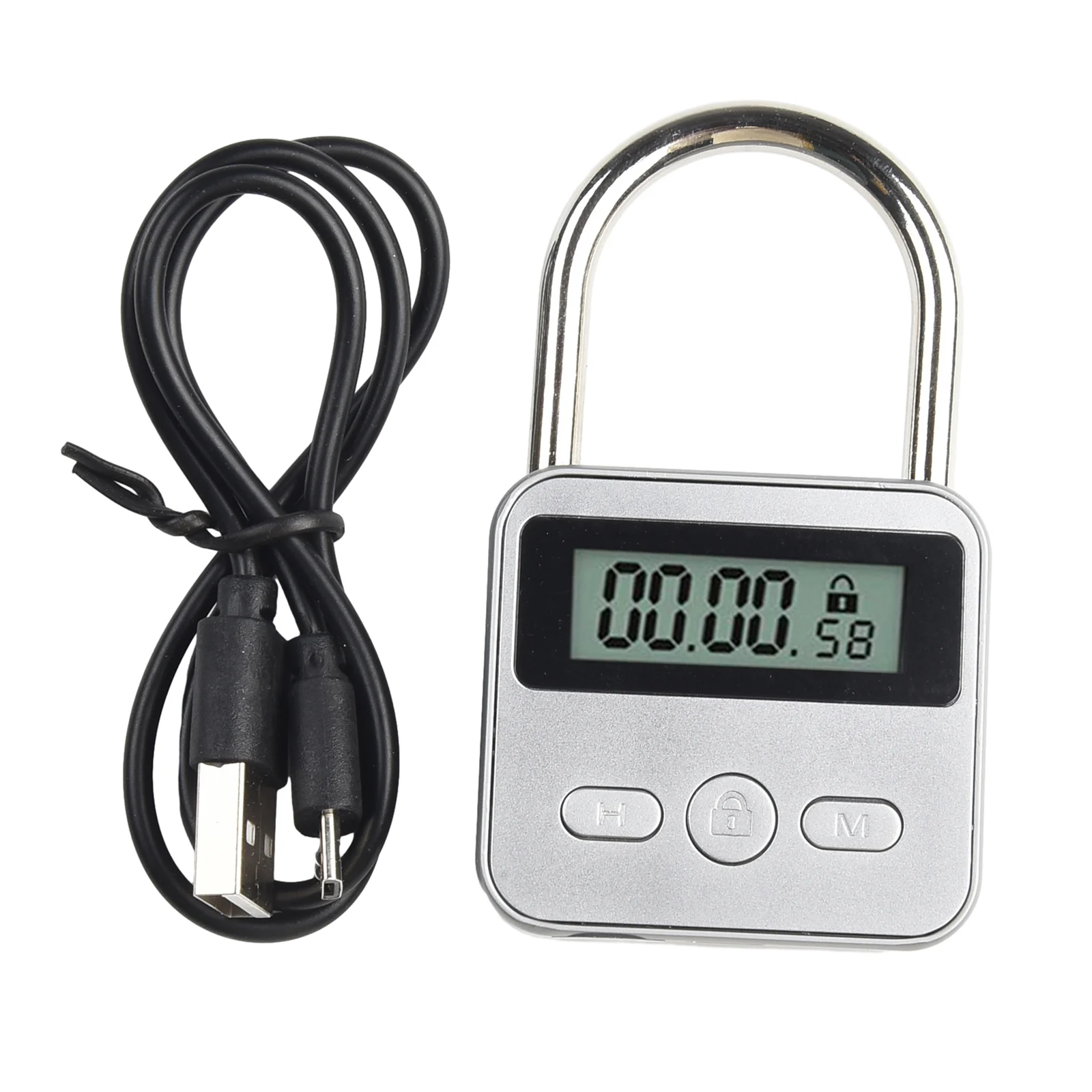 

Timing Padlock Metal Timer Lock Electronic Time Home Security LCD Display Time Lock USB Rechargeable Wer-resistance