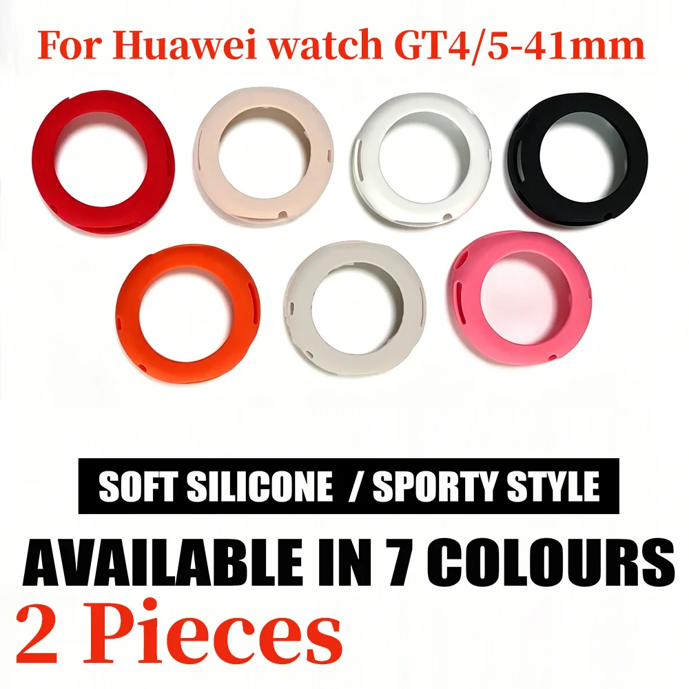 Soft Silicone Shockproof Watch Protector Case - 2-Pack Anti-Scratch Frame Cover Accessory