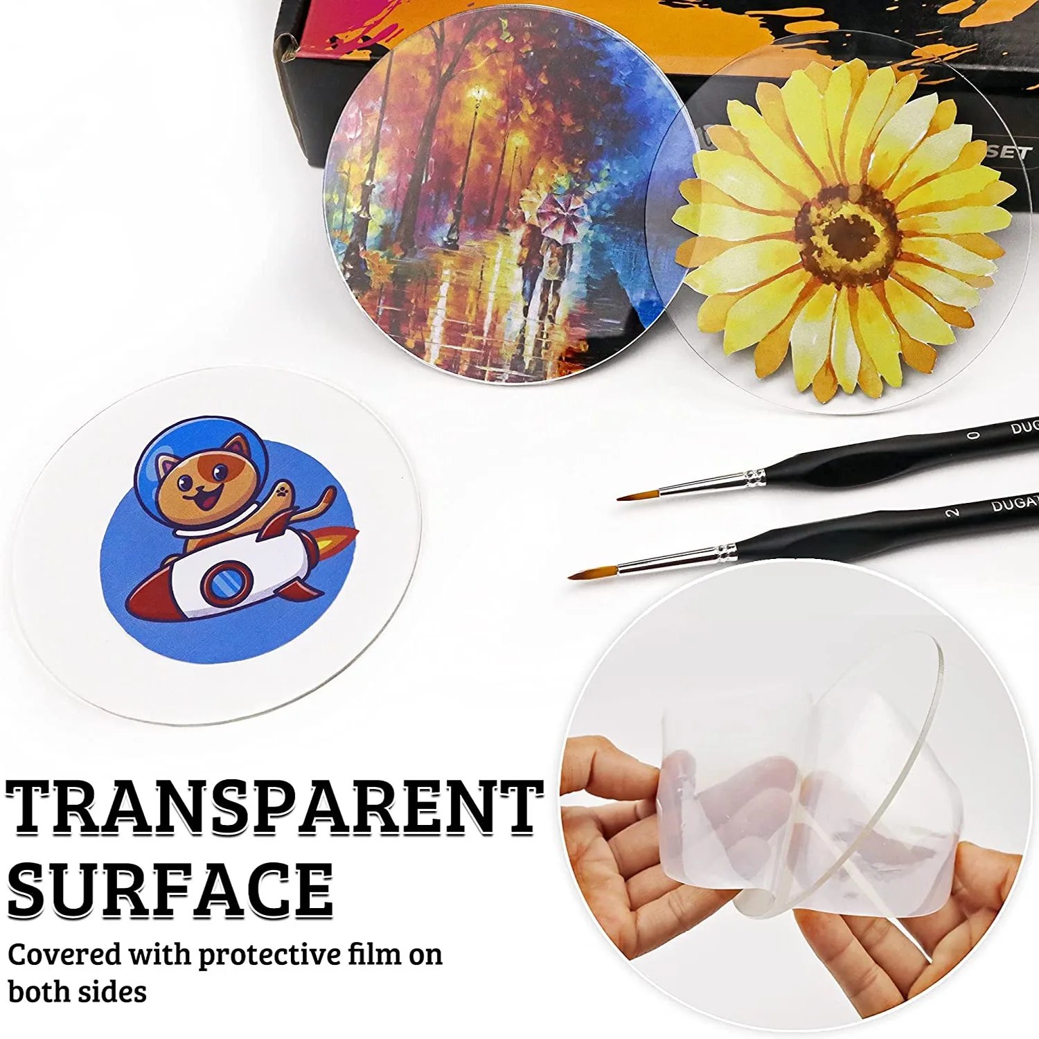 5/7.5/10/15cm Clear Acrylic Circle Blank Sheet Round Acrylic Discs for Art  Project Painting