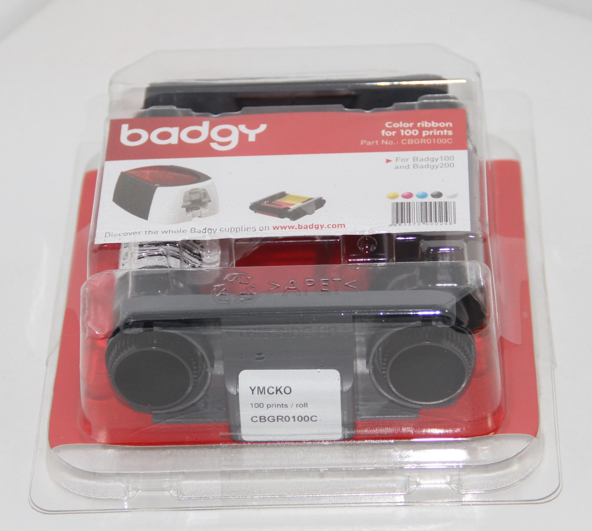 Evolis Badgy200 카드 프린터(1개의 CBGR0100C 컬러 리본 포함)