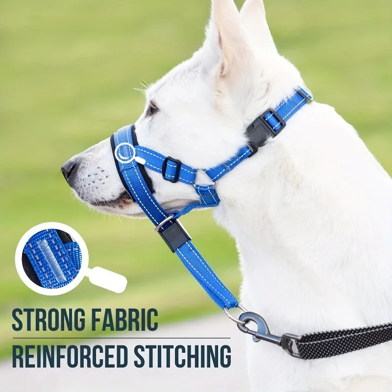 2-Pack Adjustable Nylon Dog Muzzles with Reinforced Stitching Leader Halter with Safety Strap for Training and Pull-Free Walks dog muzzle