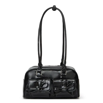 Nuova borsa a tracolla stile balletto Borsa sotto le ascelle con fiocco primaverile Borsa da bowling semplice da donna