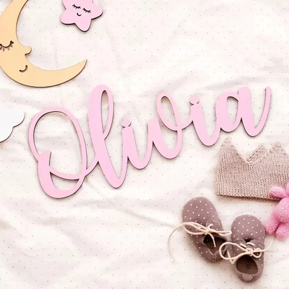 1pc Personalized Wooden Name Sign,Customizable Text,Alphabet Symbol,Multi Color Select,Perfect Gift For Home Decor, 3