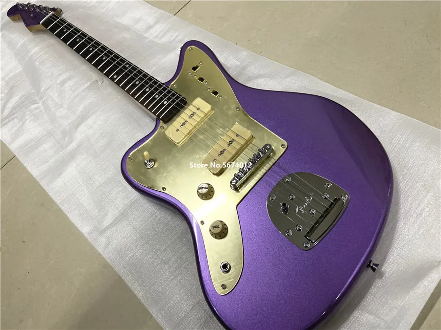 

Customized version of left hand metal purple 6-string electric guitar can be customized free shipping