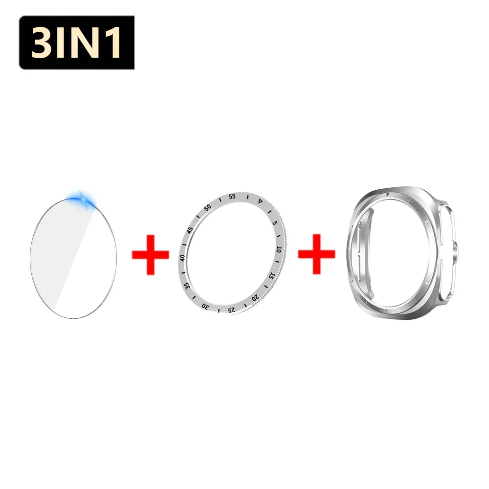 Premium 3-in-1 Tempered Glass Screen Protector with Hard PC Case & Bezel Ring Cover