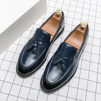 Classic Men's Casual Loafers Driving Shoes Moccasin Fashion Male Comfortable Autumn Leather Shoes Men Lazy Tassel Dress Shoes 5