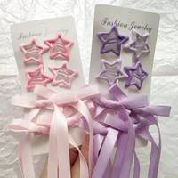 6pcs/Set Colorful Star Shaped Snap Hair Clips Y2k Metal Duck Bill Barrettes With Bowknot Tassel Women Girls Hair Accessories