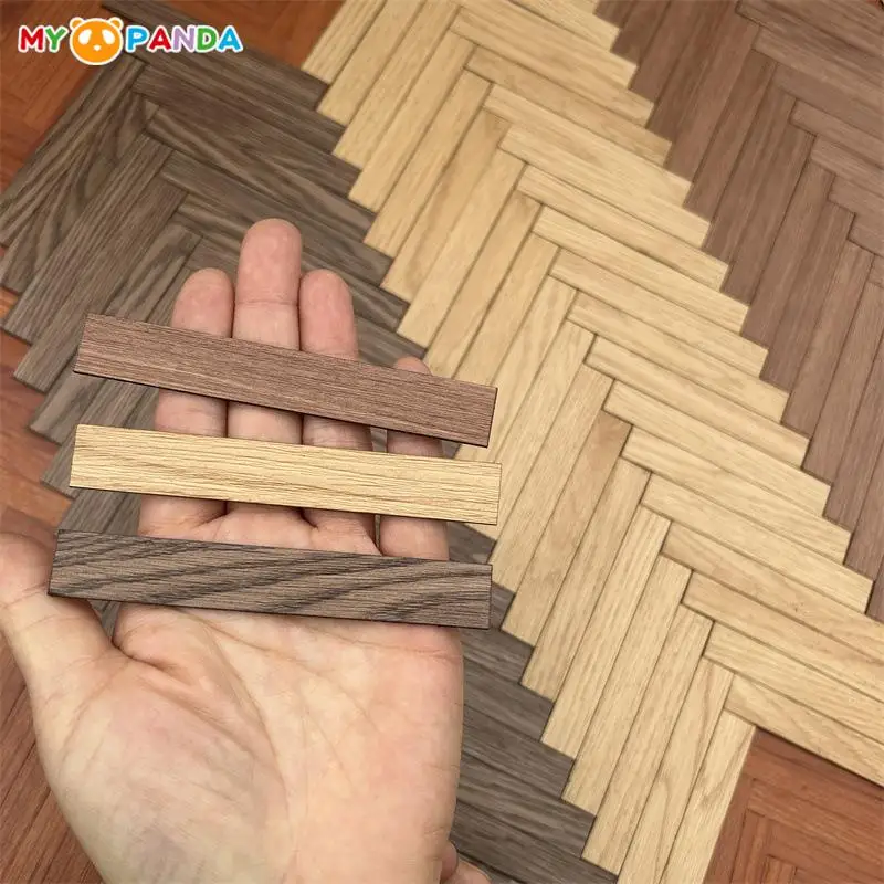 

40Pcs/Bag 1:12 Dollhouse Miniature Wooden Collage Floor Model Flooring Veneer Floor Wallpaper Living Room Dining Room Decor Toy