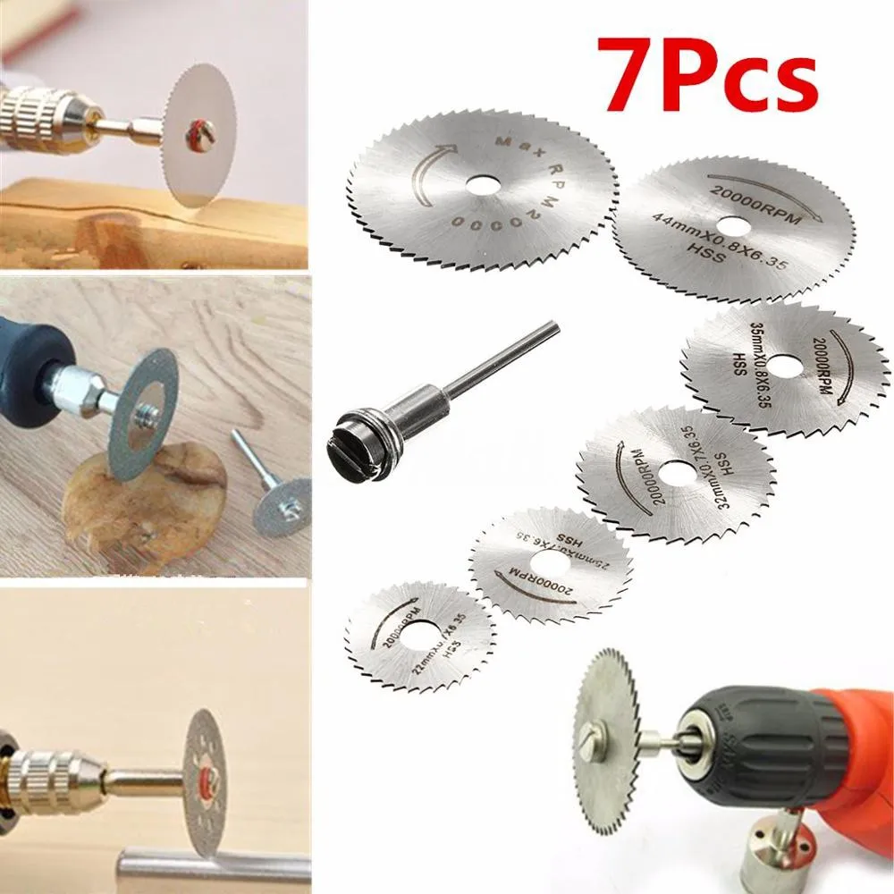 

7pcs Mini Circular Saw Discs Blades Hss Metalworking Cutting Saw Disc Wheel Cutting Blades For Drills Rotary Tools
