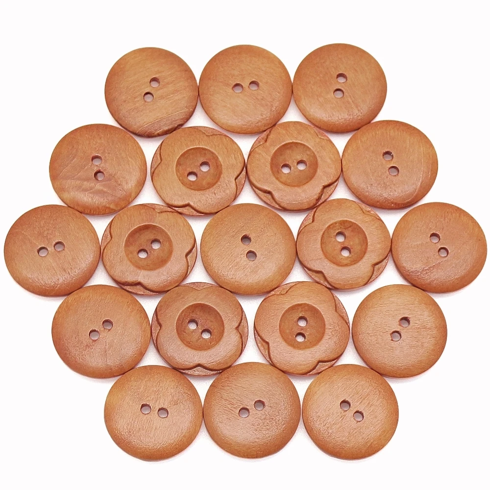 Description Picture 5 of item25/50 PCS 25mm Wood Color Plum Blossom Wood Buttons For Sewing Clothes Buttons DIY Craft Scrapbooking Sewing Accessories