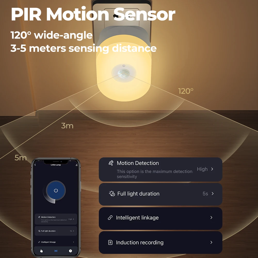 Tuya WiFi Smart LED Night Lamp PIR Motion Sensor Dimming Household Bedside Light For Alexa Google Home Voice Control