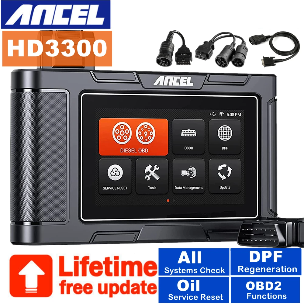 

Диагностический сканер Ancel HD3300 для полнофункциональных систем, инструмент для тяжелых грузовиков, автомобильный диагностический сканер OBD2 для дизельных вапорайзеров США