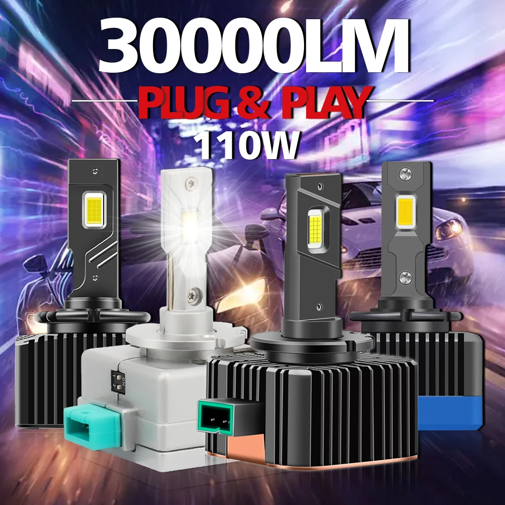 

D3S LED Headlights HID D1S D2S D4S D5S D8S D1R D2R D3R Turbo LED 30000LM Two-sided CSP Chip 6500K White 110W Plug&Play Headlamp