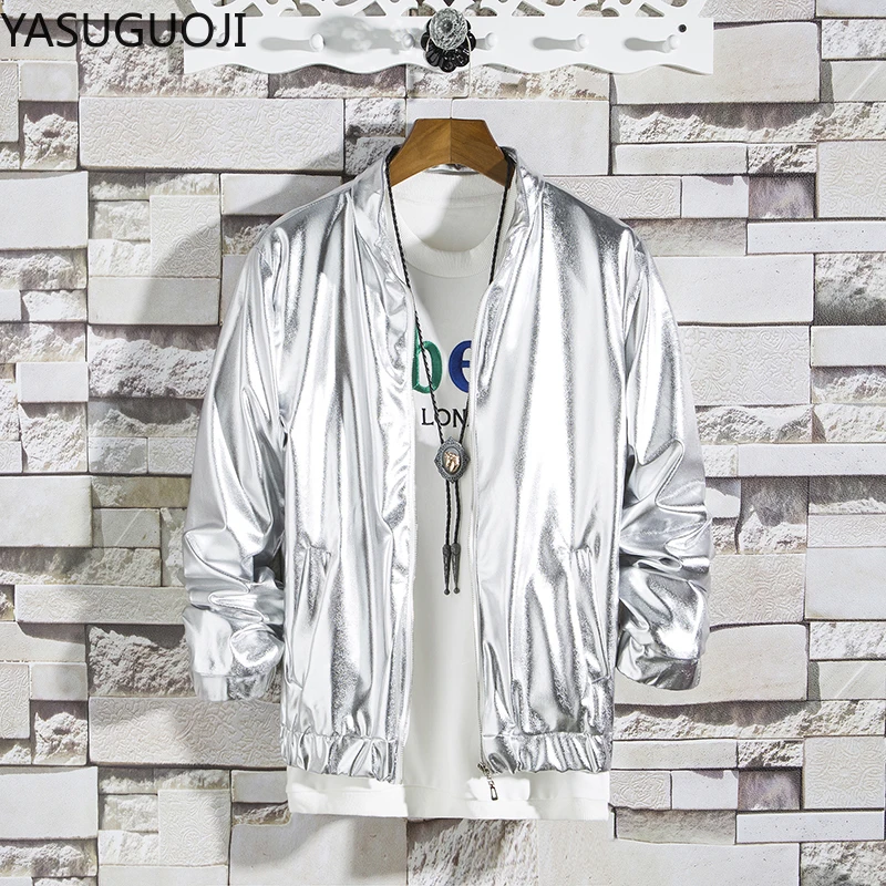YASUGUOJI New Spring Stage Perform Dress Mens Shiny Jacket Gold